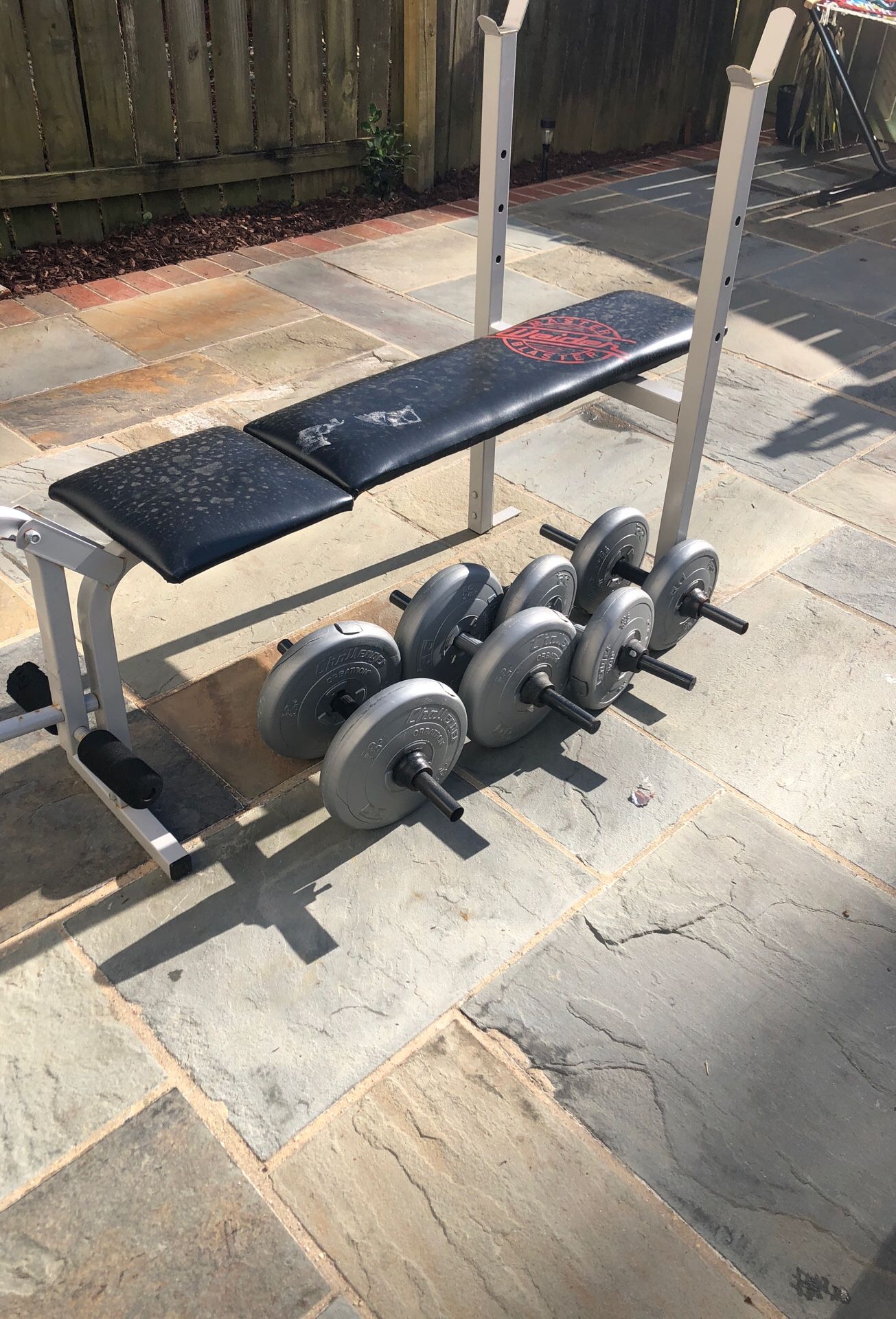 Bench and 2 sets of weight