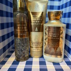 💛NEW!! Bath & Body Works Golden Berry Mistletoe Body Care Set