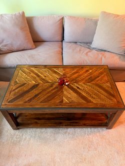 Rustic Wood and Metal Coffee Table