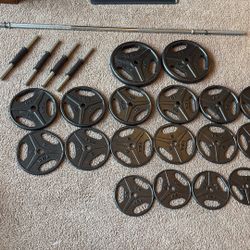 150lb weights + 12lb barbell + 4x 2.5lb dumbbell handle