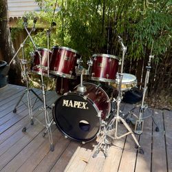 Vintage Mapex Mars Series 5 Piece Drum Set With Hardshells And Extras
