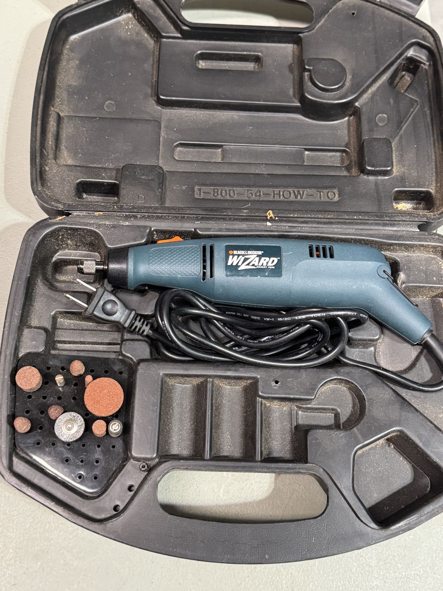 Black & Decker Wizard Rotary Tool RT550 w/ Case & Accessories as shown. Adjustable speed, tested & working.