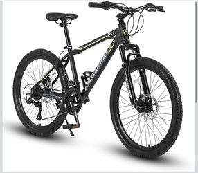 24Inch Wheels Mountain Bike Shimano 21 Speeds with Mechanical Disc Brakes Aluminum/High-Carbon Steel Frame Suspension MTB Bikes Mountain Bicy