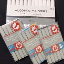4  unused Sets Of Dual Tip Sketch Markers.  ARTIST LOFT