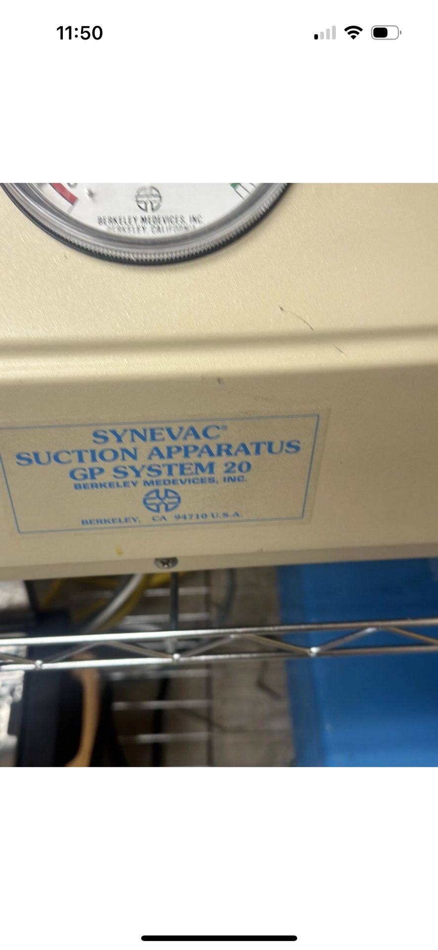 Berkeley Synevac Gp System 20 Suction Machine