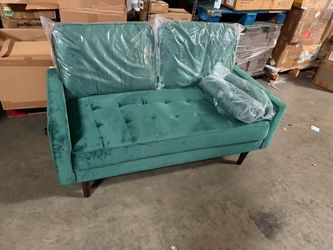 New Velvet Loveseat Green Couch Velvet Sofa Mid Century Modern Vintage Style