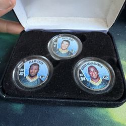 Green Bay 2004 Brett Fabre, Kabeer Ghaja-Biamula, Arman Green State Hood Quarters 