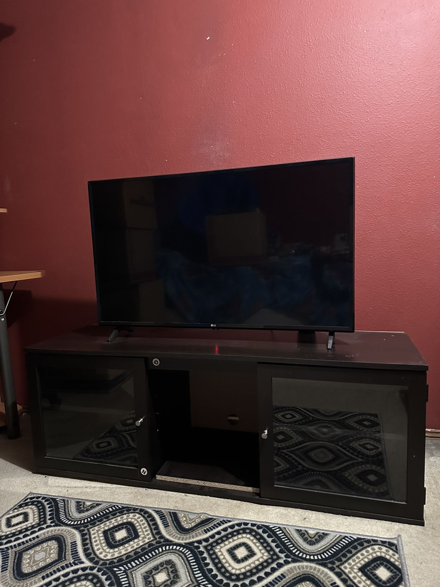 Smart 38” LG TV With Stand And With Storage Self.