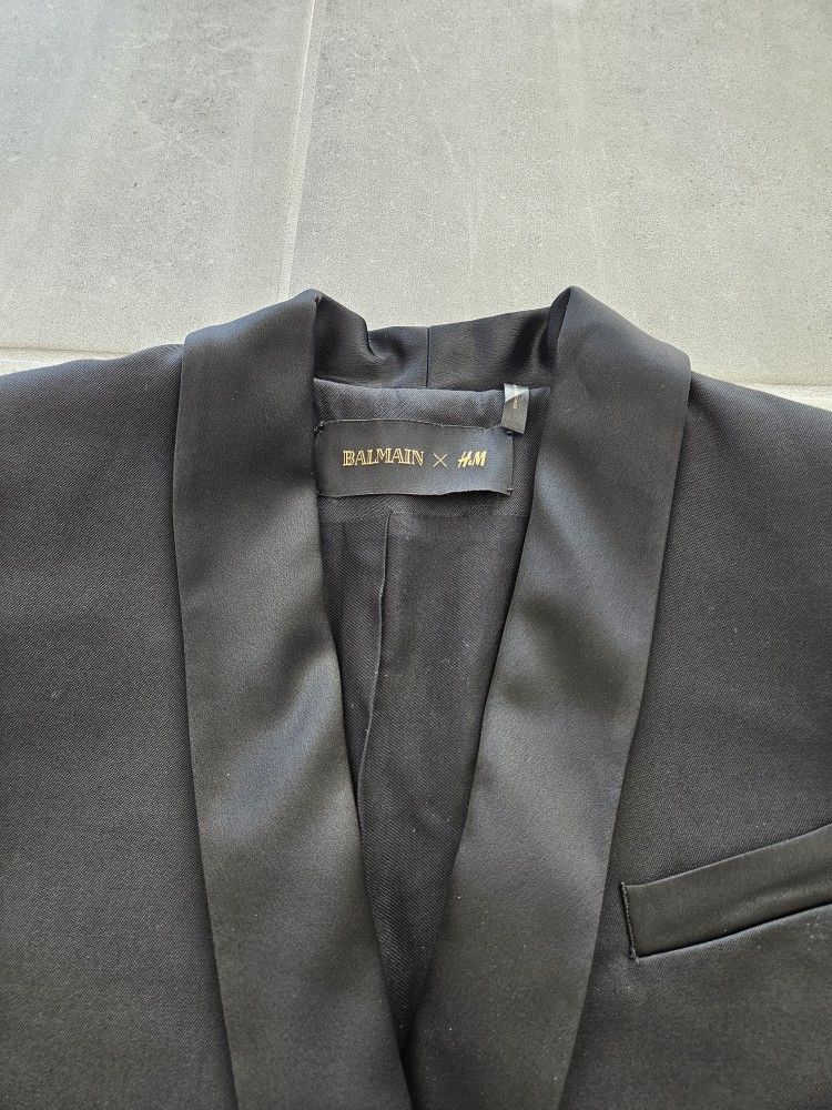 Balmain X H&M Black Blazer Jacket Dress Tuxedo Collar Size US