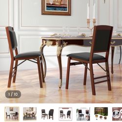 Set of 2 or 4 Folding Dining Chairs with Padded Seat and High Backrest