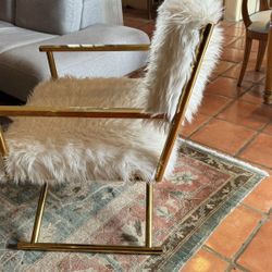 Directors Chair, Faux Fur, Gold base,  