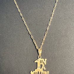 14k “One in a Million” yellow solid gold Anchor  chain necklace 27 inches 5.1 grams