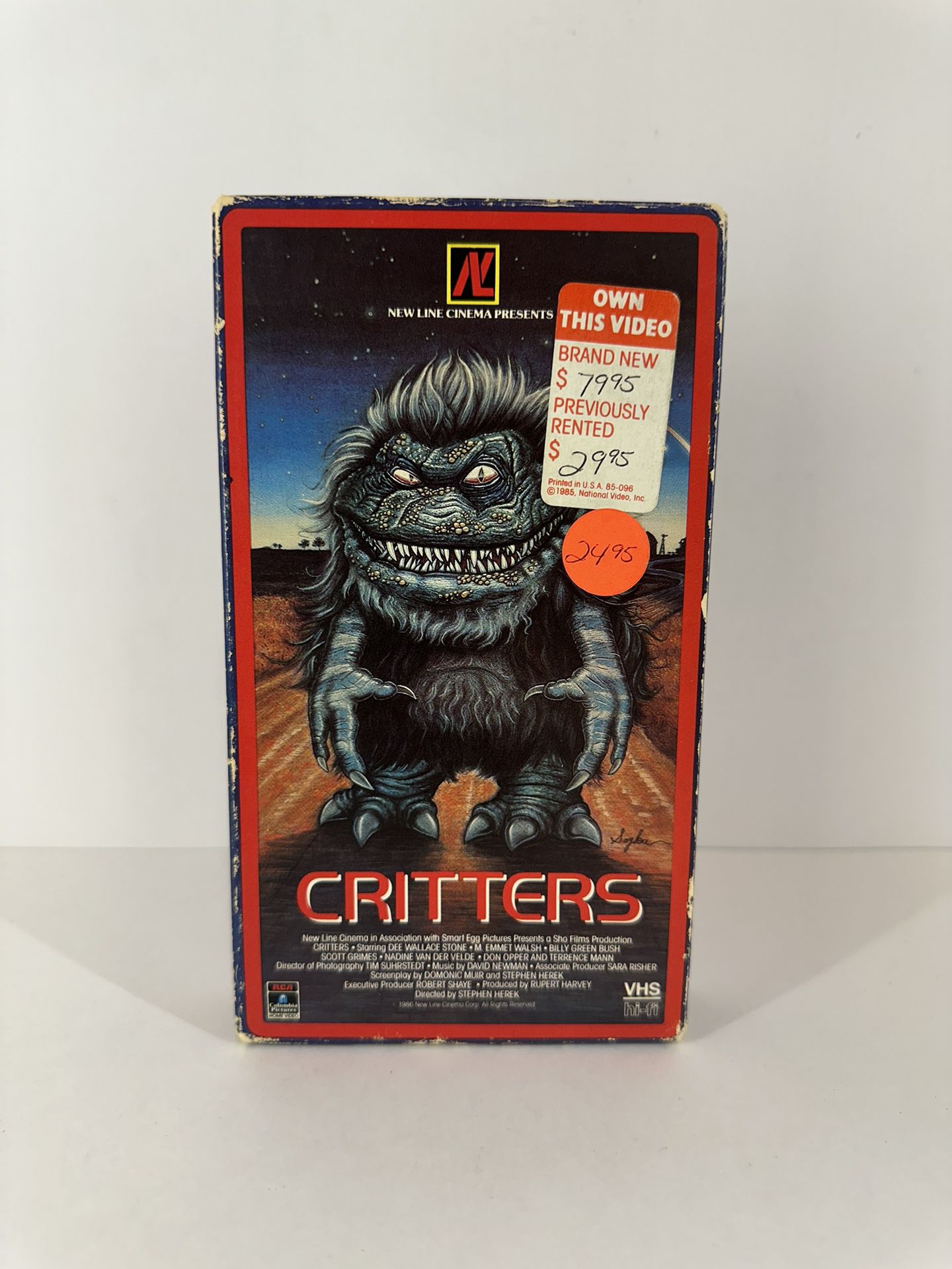 Critters (VHS, 1986) Dee Wallace Stone Side Loader Columbia Pictures
