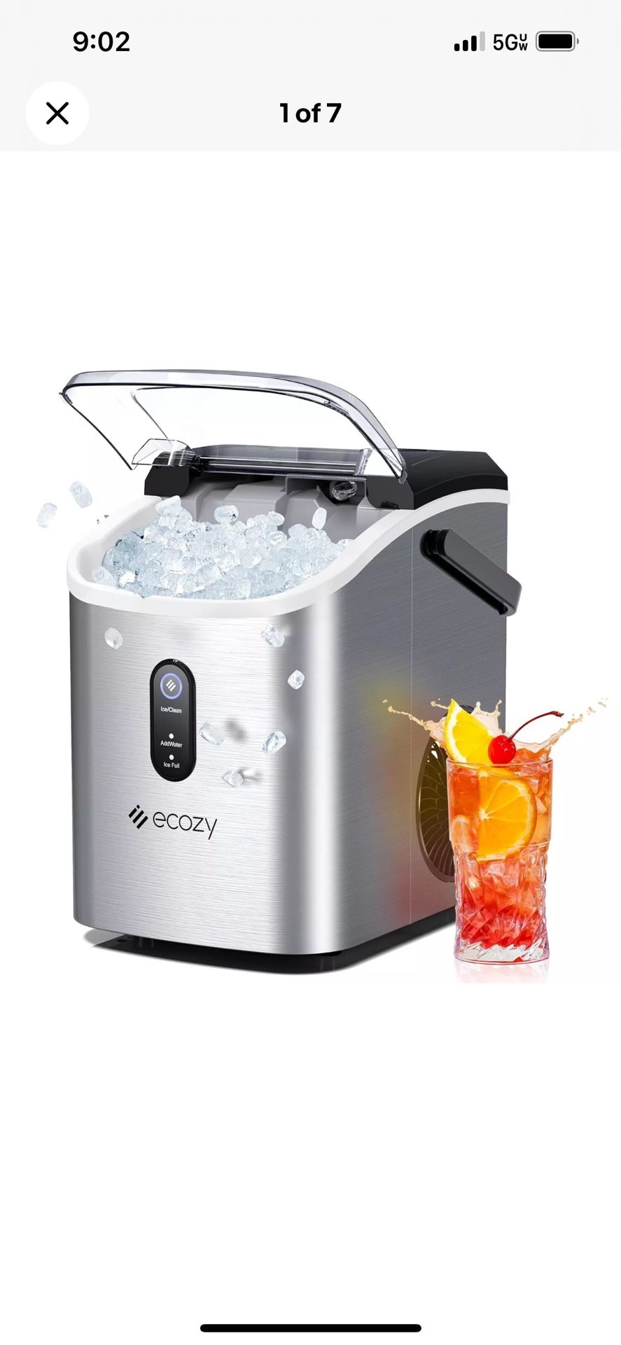 Nugget Ice Maker Ecozy 33lbs