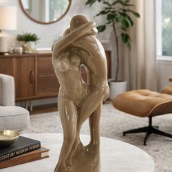 Vintage JARU 19” Mid Century Modern Embrace Sculpture – California Art Pottery Signed Tag