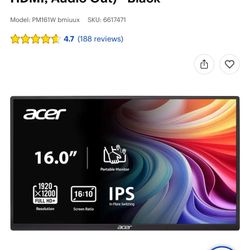 16” Acer Portable Monitor 