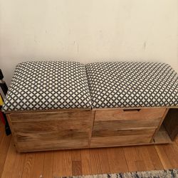 Bench rolling wood with fabric top