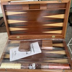Wood Backgammon Set Inlaid Wood Case
