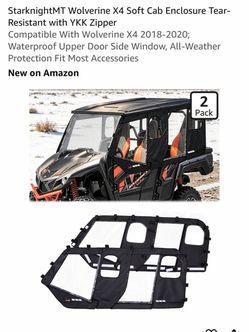 StarknightMT Wolverine X4 Soft Cab Enclosure Tear-Resistant with YKK Zipper Compatible With Wolverine X4 2018-2020; Waterproof Upper Door Side Window,