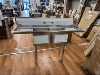 60 Inch 18 Gauge Stainless Steel Sink with Drainboards