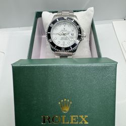 Brand New White Face / Black Bezel / Silver Band Designer Watch With Box 