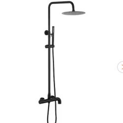 3-Spray Tub and Shower Faucet with 1.5 GPM Hand Shower and 180° Rotate Bathtub Spout in Matte Black (Valve Included