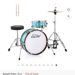 Eastar EDS-680 18 inch 2 Piece Acoustic Drum Set for Beginner Junior Blue