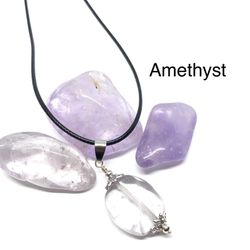 Amethyst Genuine Stones (3 pieces) & Necklace Set