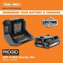 Ridgid 18V 2ah Battery And Charger 