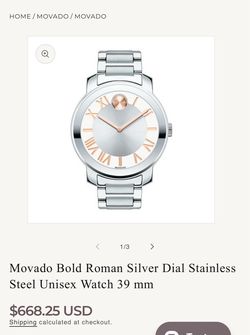 Movado Bold Stainless Steel Watch 39 mm