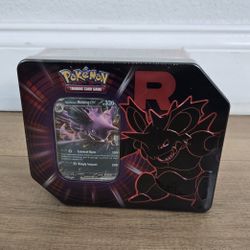 For Sale: 
Brand New in Box Pokemon Trading Card Game Team Rocket Tin Nidoking