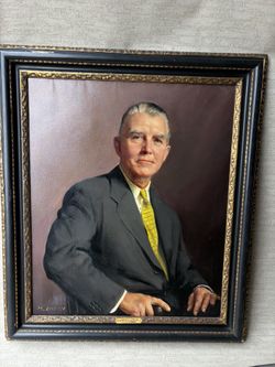 Molly O. Ellison (signed M. Ellison), American portrait painter. She specialized in classical male portraits. This work depicts John L. Dole, a stylis