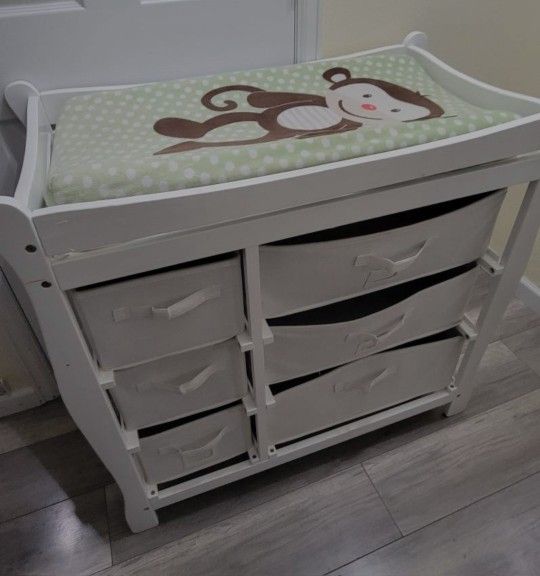 White Changing Table Station