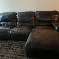 Brown Leather Couch 