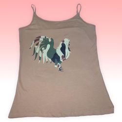Tan Cami Tank With Green Camouflage Rooster