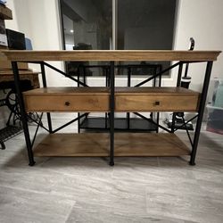 Pier 1 Imports Modern Wood / Metal Table Console 18” depth x 55” length x 35” height 