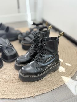 Dr. Martens Jadon Black Platform Lace-Up Boots