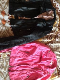 Leather and Bright Pink Jacket