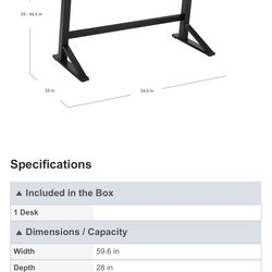 60 inch adjustable height desk new in box