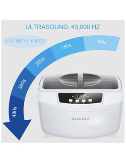 Ultrasonic Cleaner, Professional 160 Watts 2.5L Heated Ultrasonic Jewelry Cleaners Industrial Grade with Digital Timer for Home & Commercial (White) Thumbnail