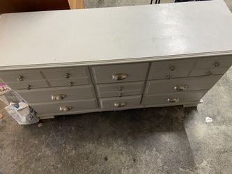 Chalk paint dresser with brushes nickel knobs