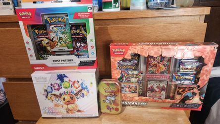 Pokemon lot Prismatic Charizard EX 151 tin First partner series 2