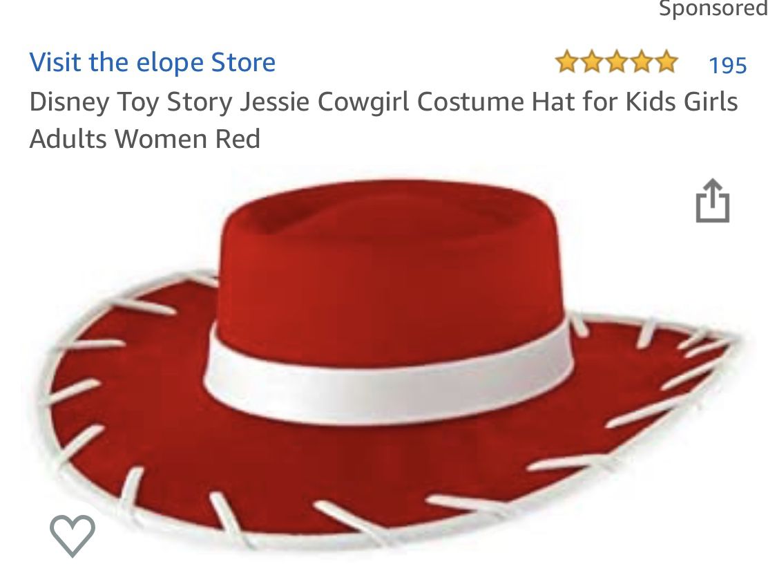 Disney Toy Story Jessie Cowgirl Costume Hat for Kids Girls Adults Women Red