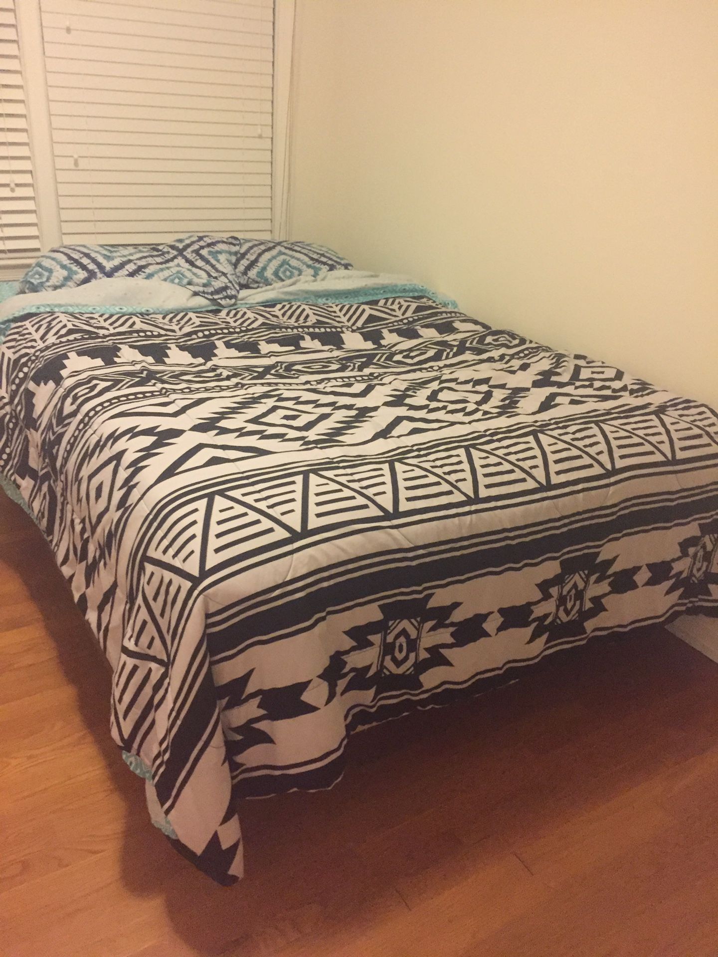 Queen size bed with railing