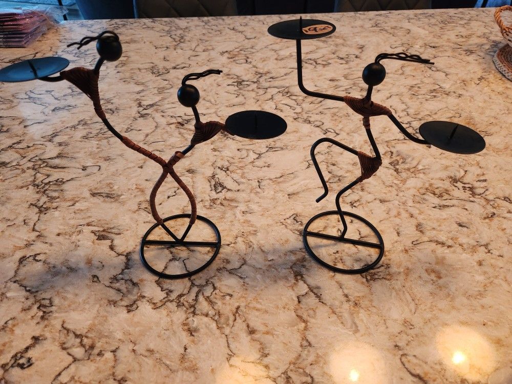 Set Of 2 Girl Candle Holders. 19x7, 19x9 1/2