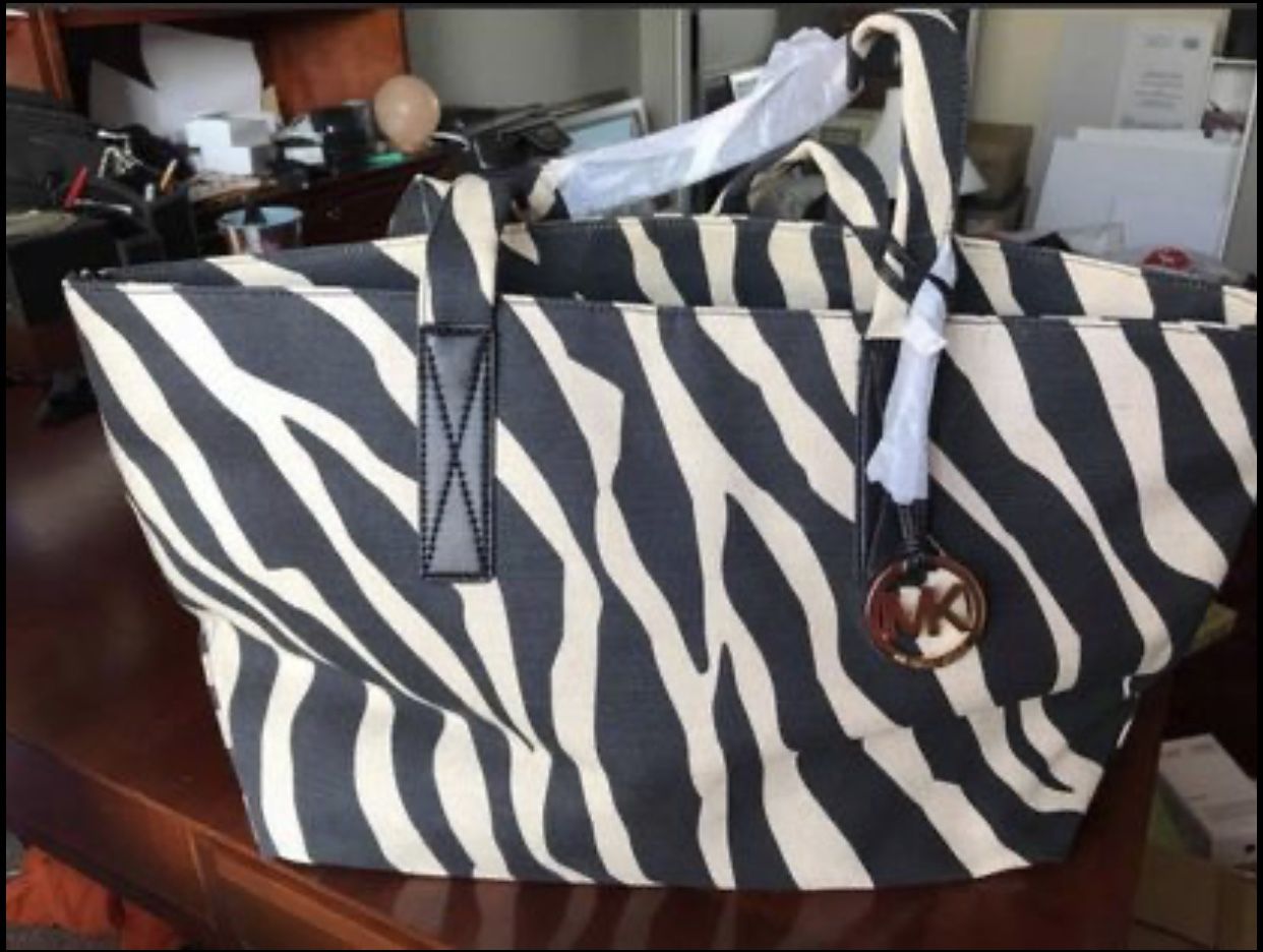 NWT Michael Kors Zebra  Canvas Handbag Purse 