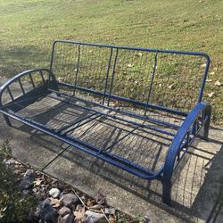 Blue Metal Futon With Two Cushions