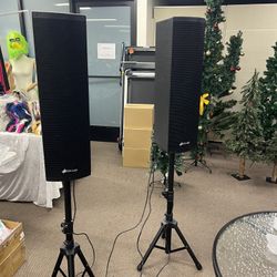 Sonart 2000W Set of 2 Bi-Amplified Speakers PA System with 3-Channel & Stands