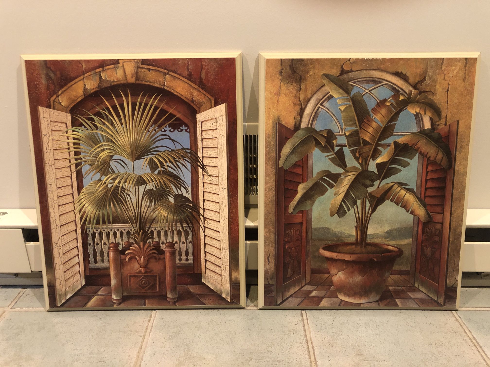 Caribbean Bird of Paradise and Potted Palm Duo Wall Decor