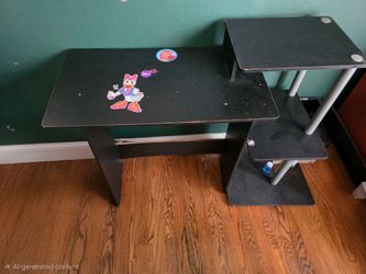 Black Desk with Side Shelf — Good Condition
